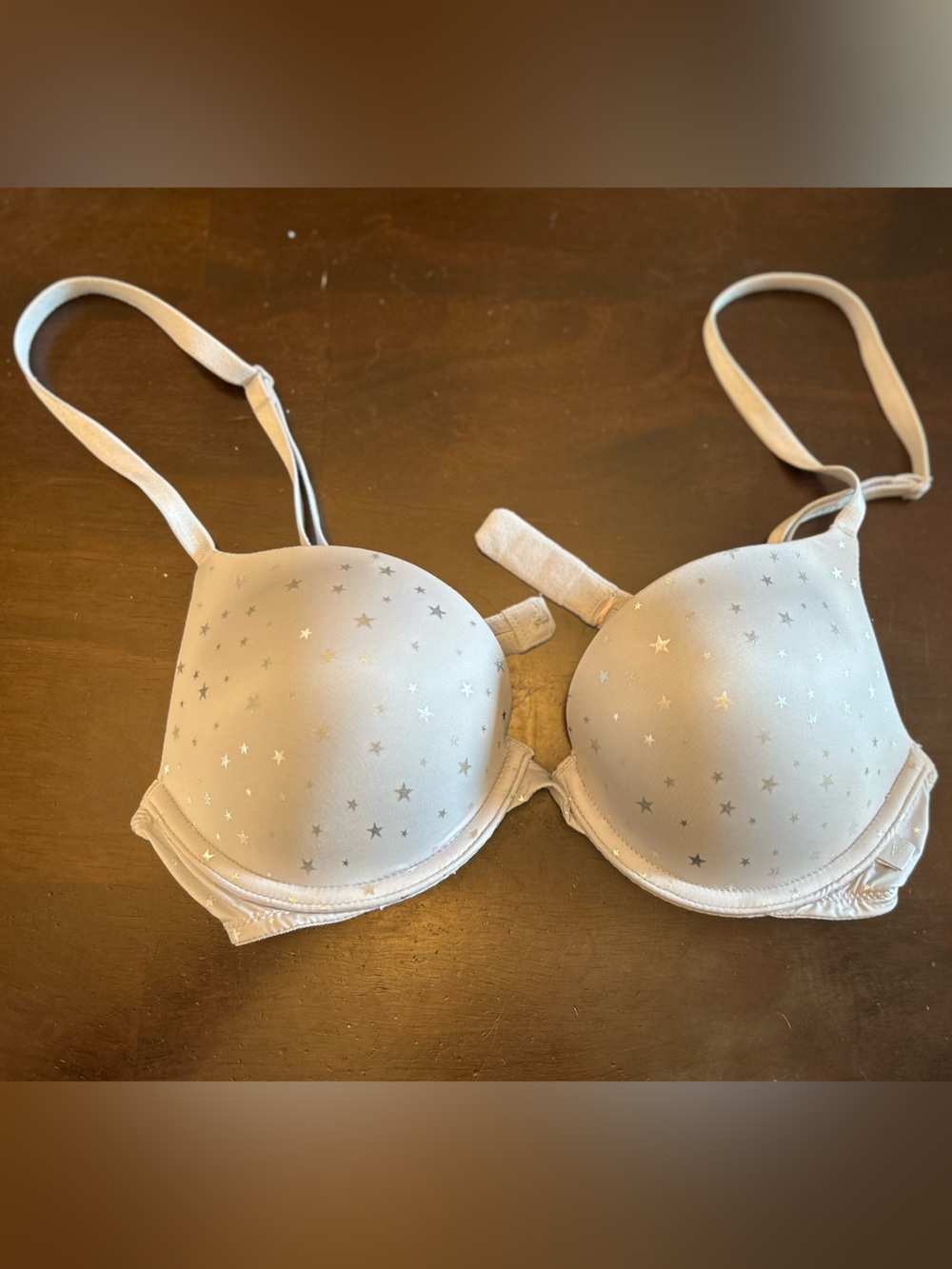 Victoria’s Secret Light Silver Star-Print Padded Bra